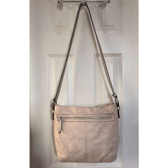 COACH - Signature Perforated Leather North/South Hobo Bag/Blush/Metallic Silver - Picture 2 of 16